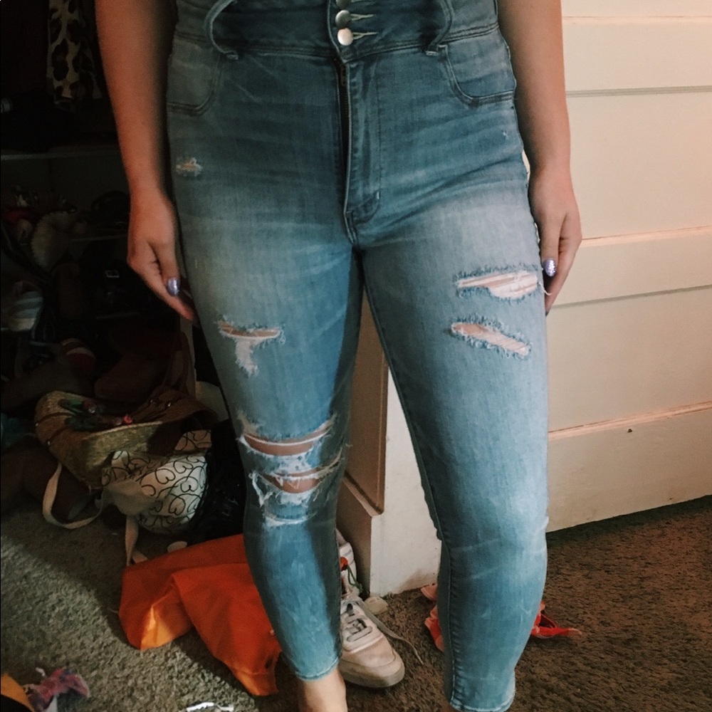 High waisted skinny jeans